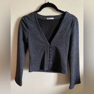 Reformation XS blue glitter top EUC